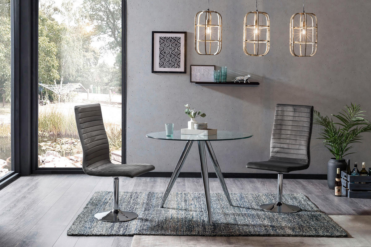 ESSTISCH in Glas 100/100/75 cm  - Klar/Chromfarben, MODERN, Glas/Metall (100/100/75cm) - Livetastic