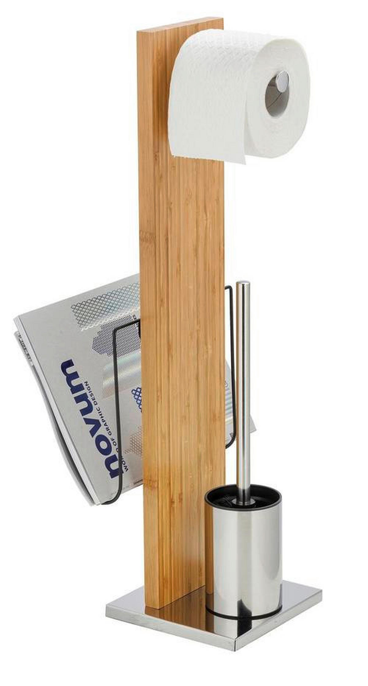 WC-BÜRSTENKOMBINATION - Chromfarben/Schwarz, Konventionell, Holz/Kunststoff (24,5/68/22,5cm) - Wenko