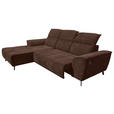 ECKSOFA Dunkelbraun Cord  - Dunkelbraun/Schwarz, KONVENTIONELL, Textil/Metall (196/290cm) - Carryhome