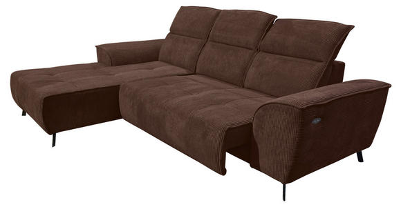ECKSOFA Dunkelbraun Cord - Dunkelbraun/Schwarz, KONVENTIONELL, Textil/Metall (196/290cm) - Carryhome