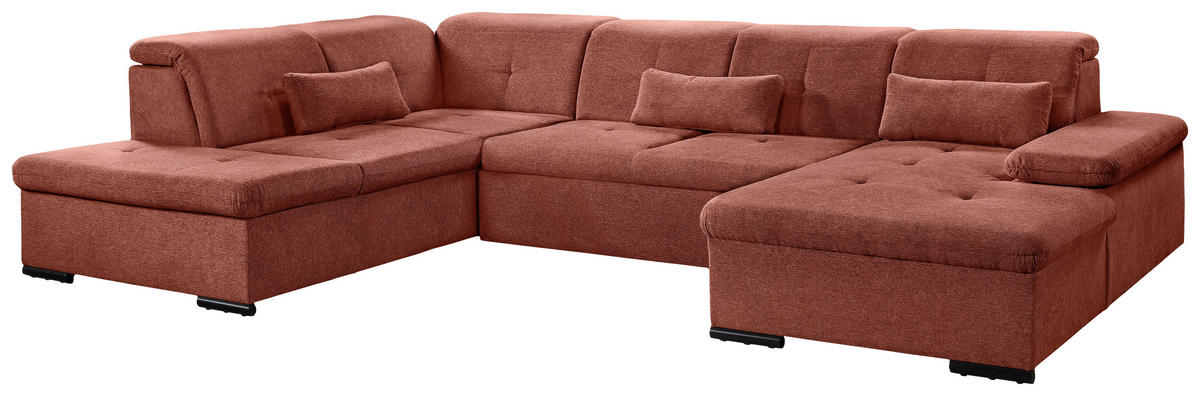 WOHNLANDSCHAFT  in Chenille Rostfarben  - Rostfarben/Grau, KONVENTIONELL, Kunststoff/Textil (240/340/188cm) - Carryhome