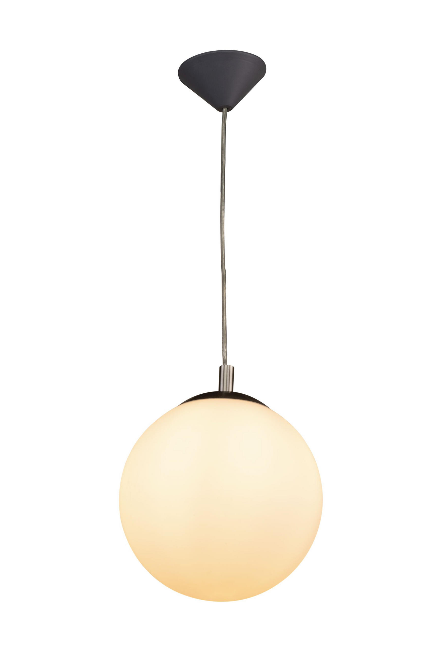 FÜGGŐLÁMPA 25/150 cm  - nikkel/fehér, Basics, műanyag/Üveg (25/150cm) - Novel