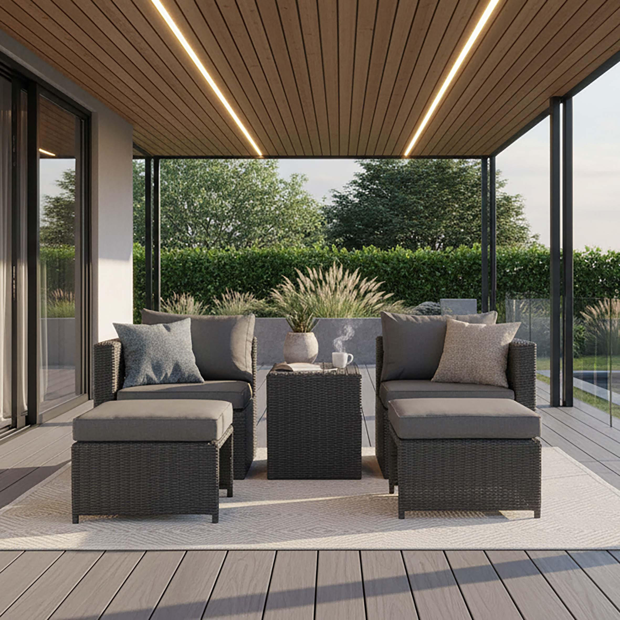 UTEMÖBLER SET 3 delar  - grå/svart, Klassisk, metall/plast - Gardenson