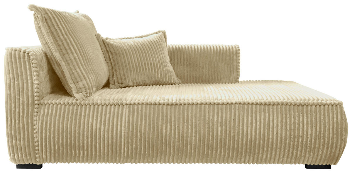 RÉCAMIERE Cord Beige  - Beige/Schwarz, Design, Holz/Textil (207/75/121cm) - MID.YOU