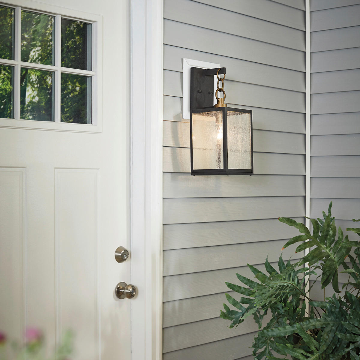 APPLIQUE EXTÉRIEURE - Zinkfarben, Konventionell, Glas/Metall (17,8/19,7/44cm) - Elstead Lighting