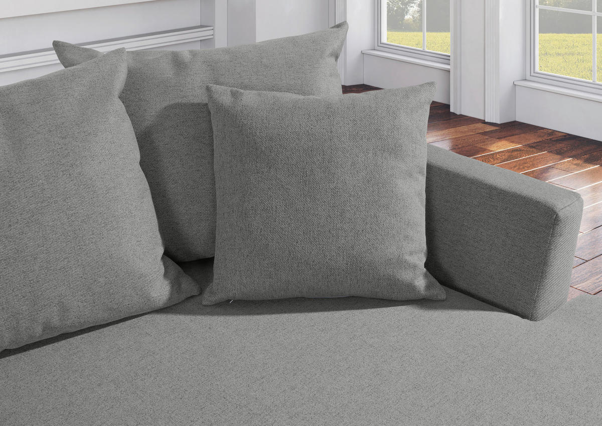 ECKSOFA in Flachgewebe Grau  - Schwarz/Grau, Design, Kunststoff/Textil (235/175cm) - home24