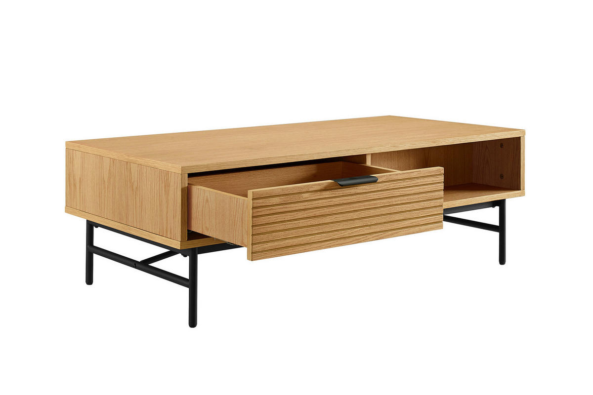 COUCHTISCH in Holz, Metall, Holzwerkstoff 120/60/40 cm  - Eichefarben/Schwarz, Design, Holz/Holzwerkstoff (120/60/40cm) - Livetastic