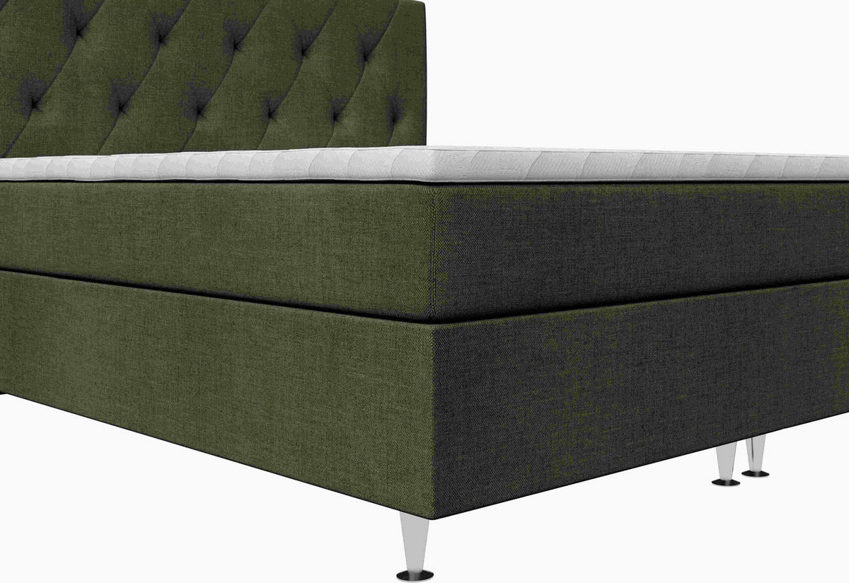 BOXSPRINGBETT 160/200 cm  Dunkelgrün  - Dunkelgrün/Silberfarben, Konventionell, Textil/Metall (160/200cm) - Chameo