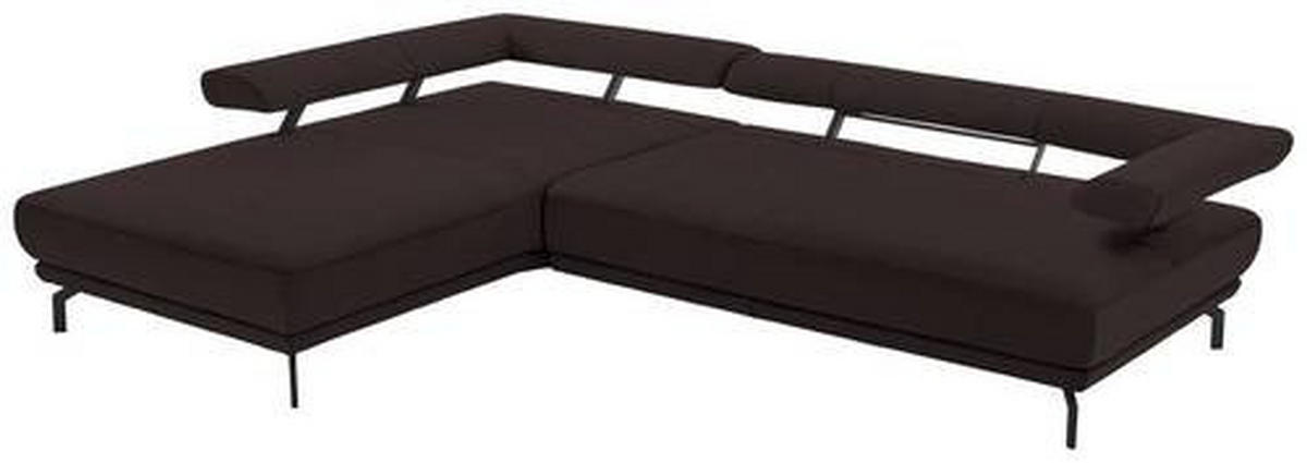 ECKSOFA in Echtleder Dunkelbraun  - Dunkelbraun/Schwarz, Design, Leder/Metall (224/305cm) - Dieter Knoll