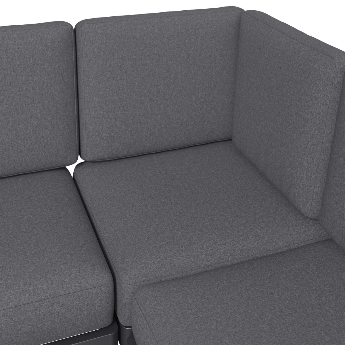 LOUNGEGARNITUR 4-teilig   Eisen  - Dunkelgrau/Naturfarben, MODERN, Kunststoff/Textil - Ambia Garden