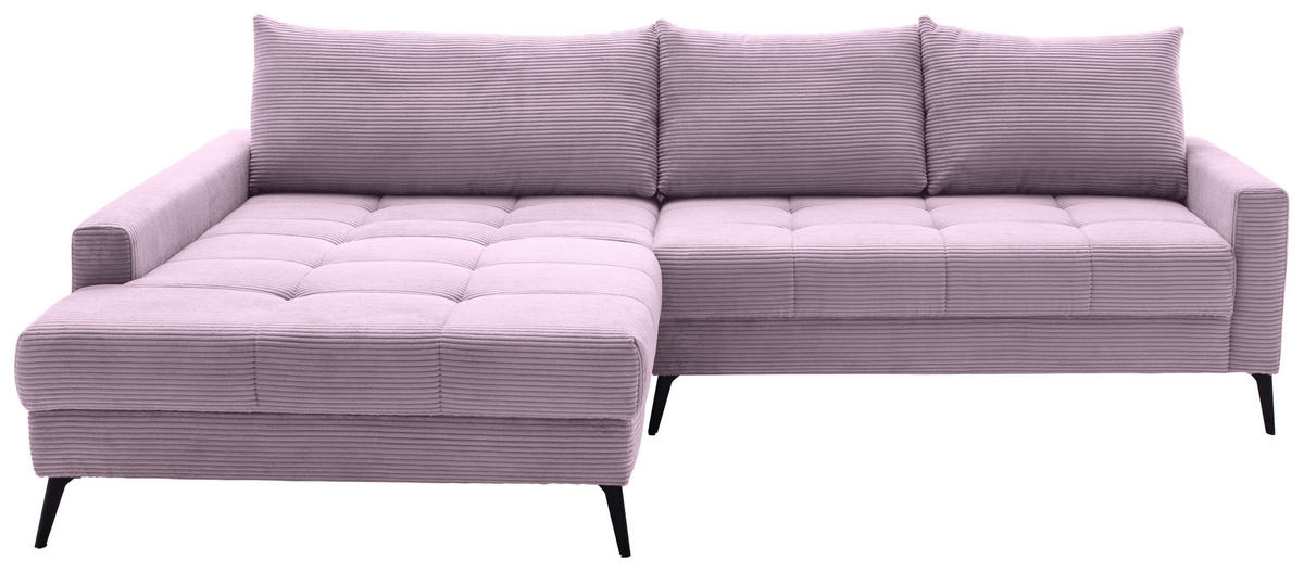 ECKSOFA Lila Cord  - Lila/Schwarz, KONVENTIONELL, Textil/Metall (173/280cm) - Hom`in