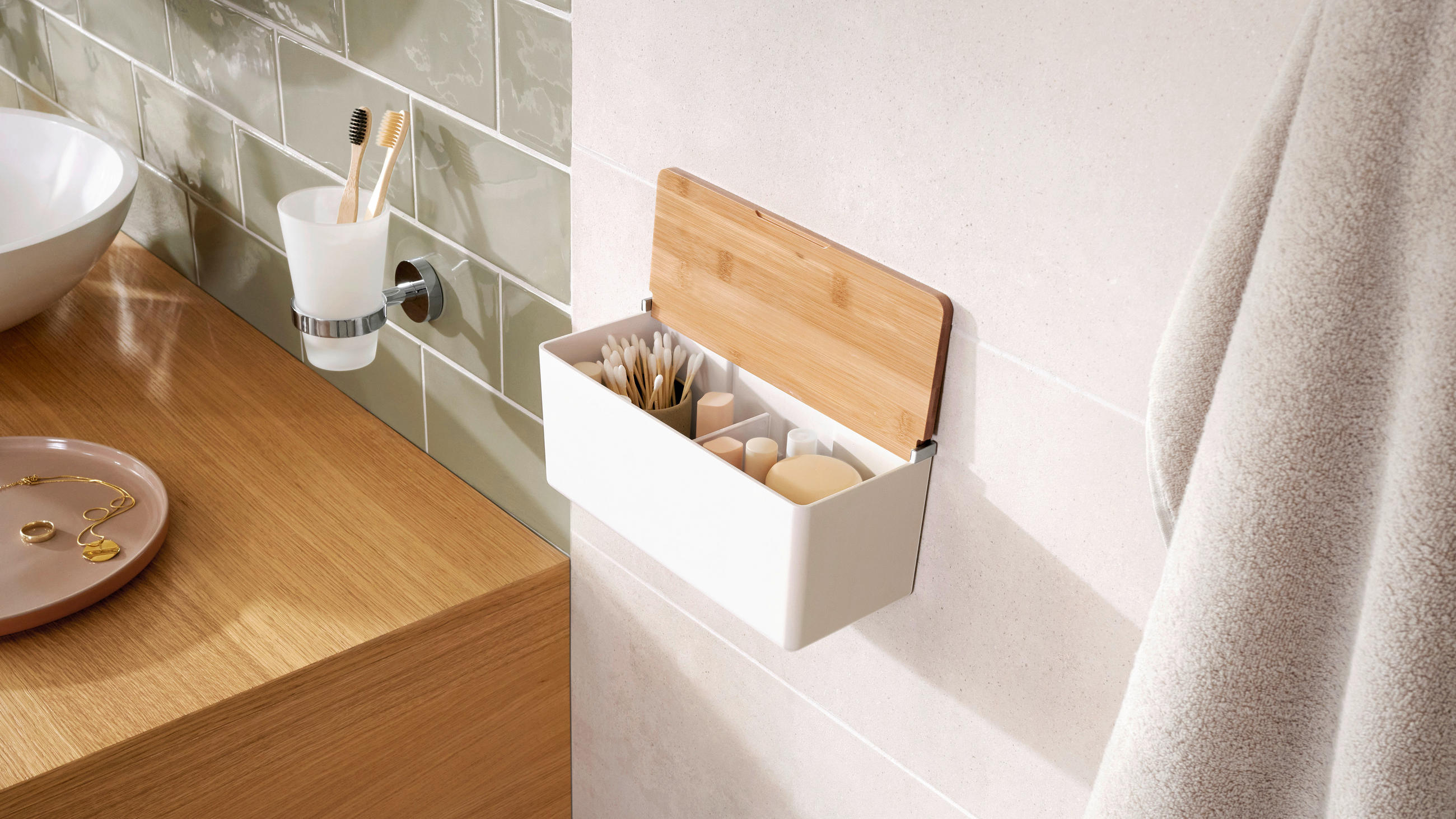 AUFBEWAHRUNGSBOX - Weiß, Basics, Holz/Kunststoff (24,2/11/10,2cm) - Tesa