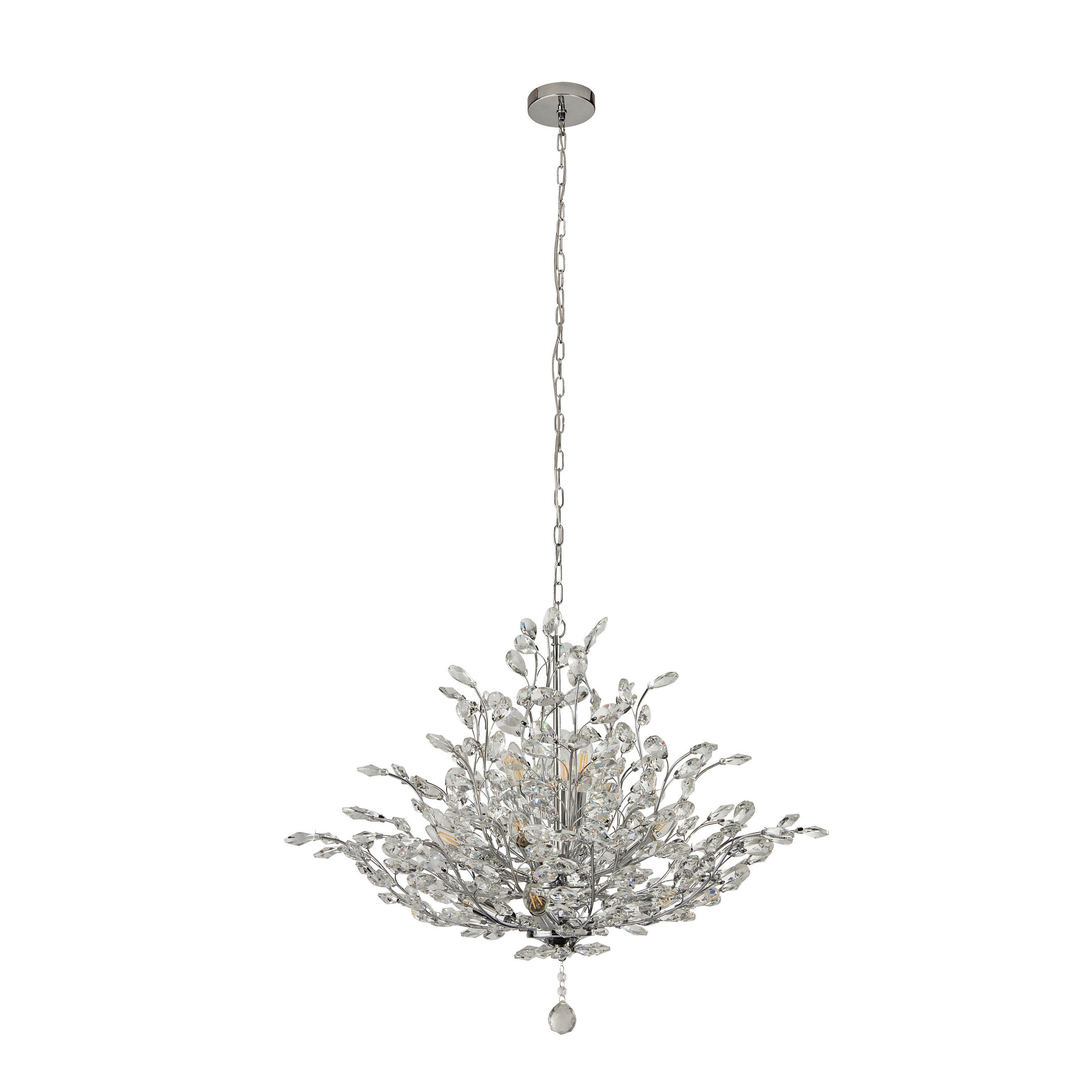 Searchlight Kristall-Hängeleuchte Bouquet Chrom 150 cm