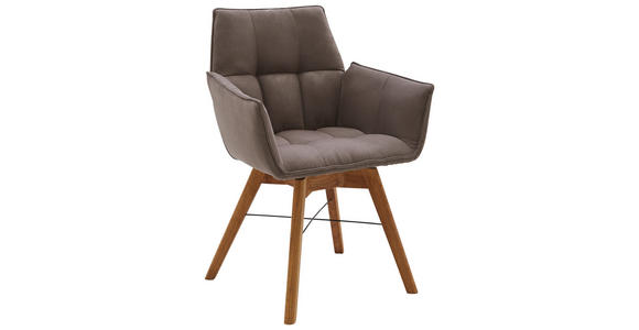 ARMLEHNSTUHL in Holz, Textil Eichefarben, Cappuccino  - Eichefarben/Cappuccino, Design, Holz/Textil (61/87/63cm) - Waldwelt