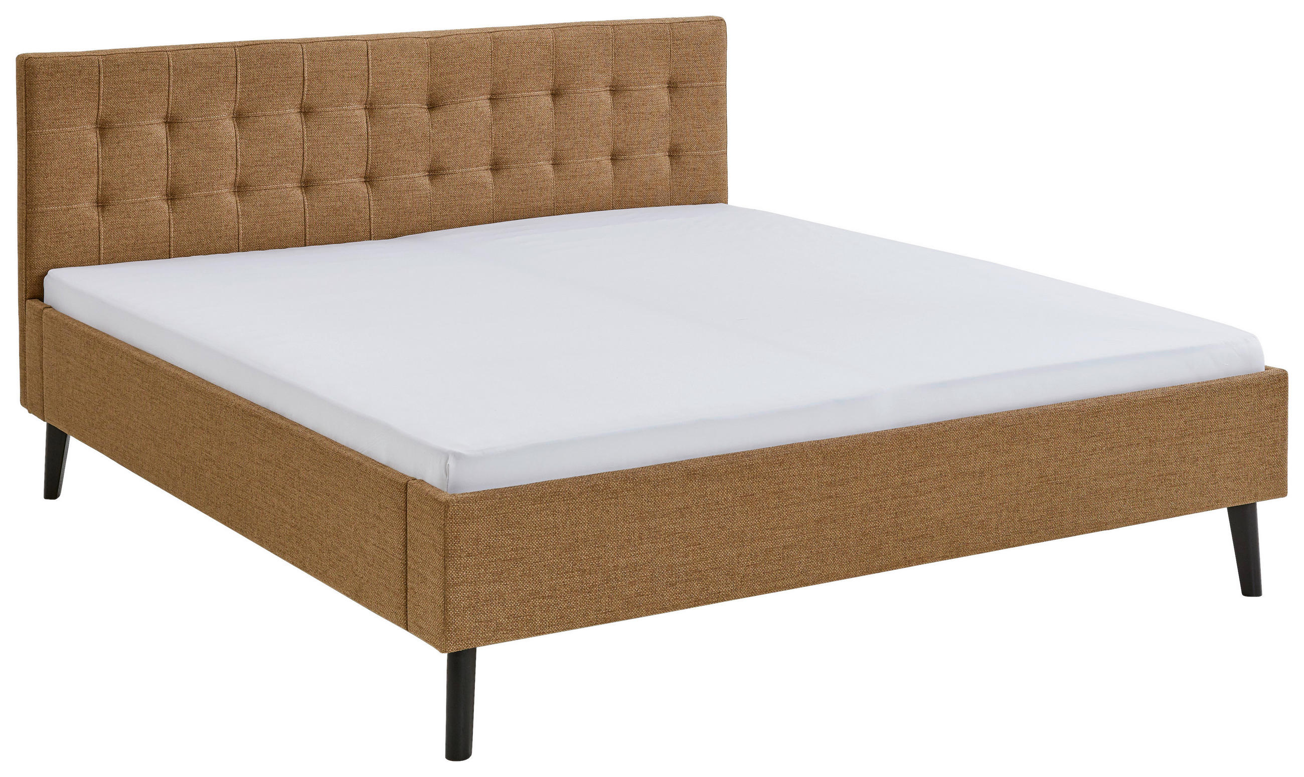 POLSTERBETT 180/200 cm  in Bernsteinfarben  - Bernsteinfarben/Schwarz, Basics, Holz/Textil (180/200cm) - Boxxx