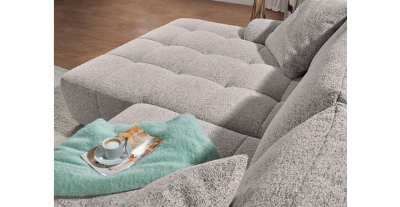 Ecksofa mit Funktion Grau Flachgewebe Zierkissen, Rückenkissen, Bettkasten, Schlaffunktion, Rücken echt, Liegefläche im Originalstoff  - Schwarz/Grau, KONVENTIONELL, Kunststoff/Textil (190/277cm) - Carryhome