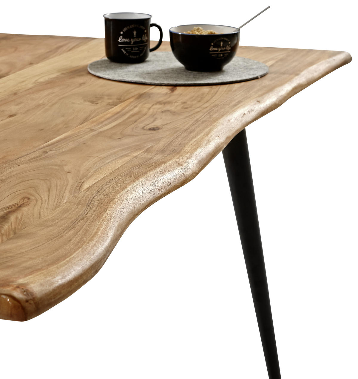 ESSTISCH in Holz, Metall 160/90/76 cm  - Schwarz/Akaziefarben, Natur, Holz/Metall (160/90/76cm) - Carryhome