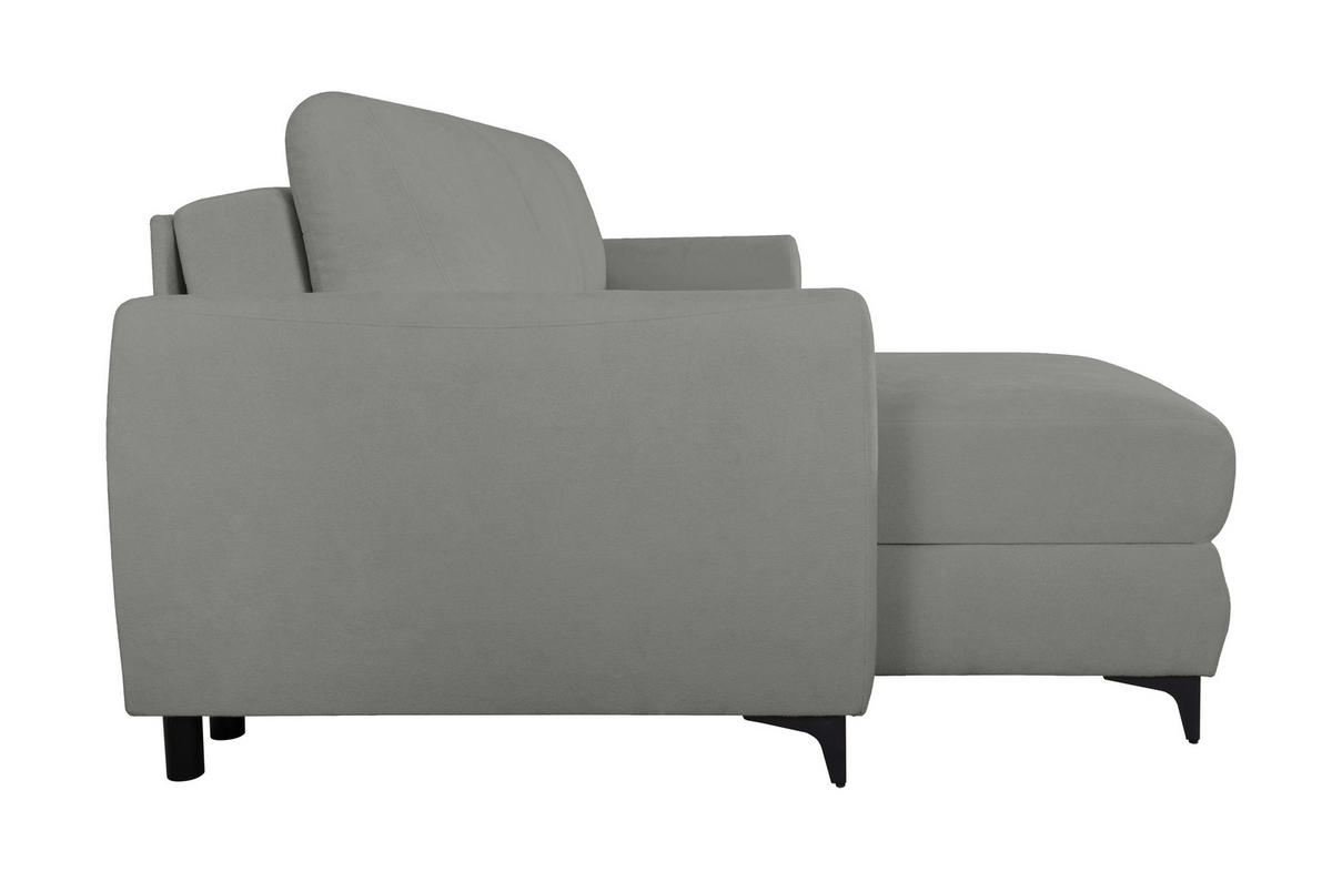 ECKSOFA Moli Grau Bouclé  - Schwarz/Grau, Design, Textil/Metall (236/148cm) - MID.YOU