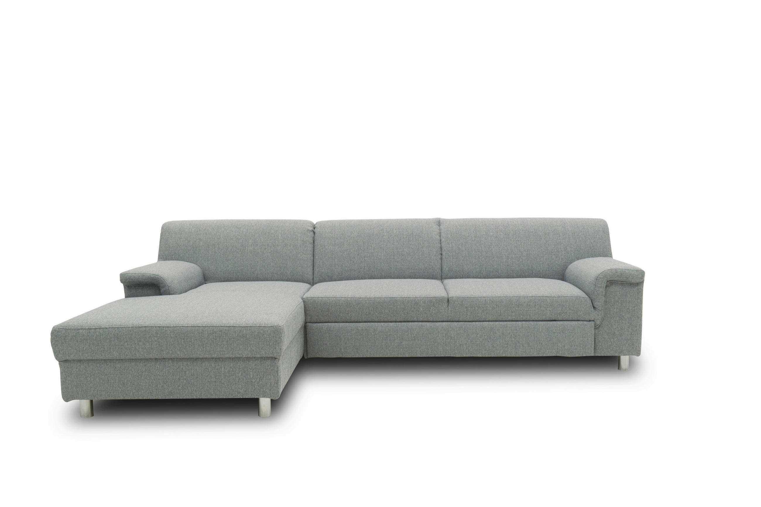 ECKSOFA Silberfarben Webstoff  - Chromfarben/Silberfarben, KONVENTIONELL, Textil/Metall (150/252cm) - MID.YOU