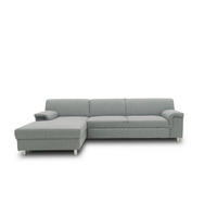 ECKSOFA in Webstoff Silberfarben  150/252 cm  - Chromfarben/Silberfarben, KONVENTIONELL, Textil/Metall (150/252cm) - MID.YOU
