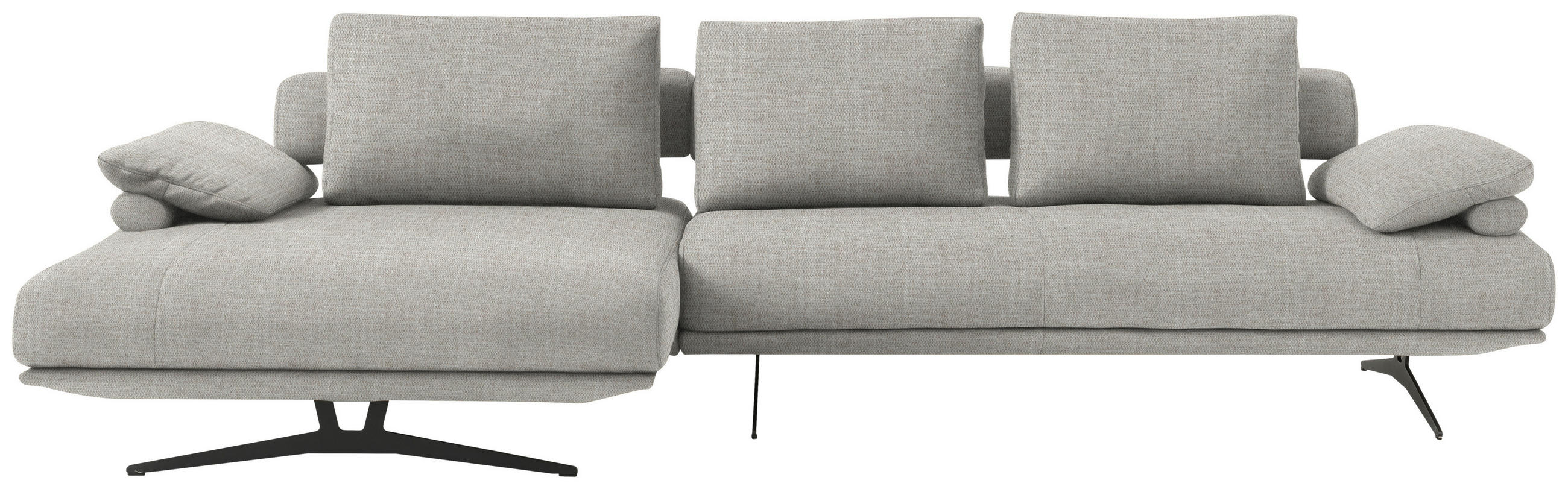 ECKSOFA in Chenille Ecru  - Ecru/Schwarz, Design, Textil/Metall (168/334cm) - Dieter Knoll