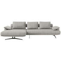 ECKSOFA in Chenille Ecru  168/334 cm  - Ecru/Schwarz, Design, Textil/Metall (168/334cm) - Dieter Knoll