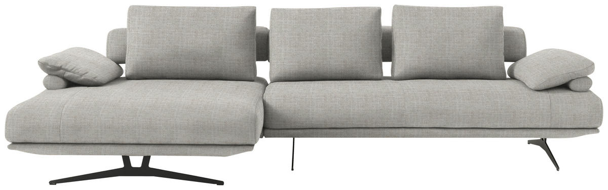 ECKSOFA in Chenille Ecru  168/334 cm  - Ecru/Schwarz, Design, Textil/Metall (168/334cm) - Dieter Knoll
