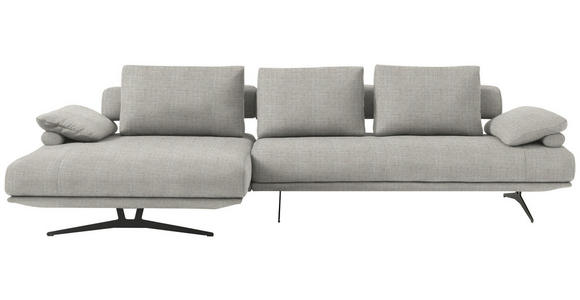 ECKSOFA in Chenille Ecru 168/334 cm - Ecru/Schwarz, Design, Textil/Metall (168/334cm) - Dieter Knoll