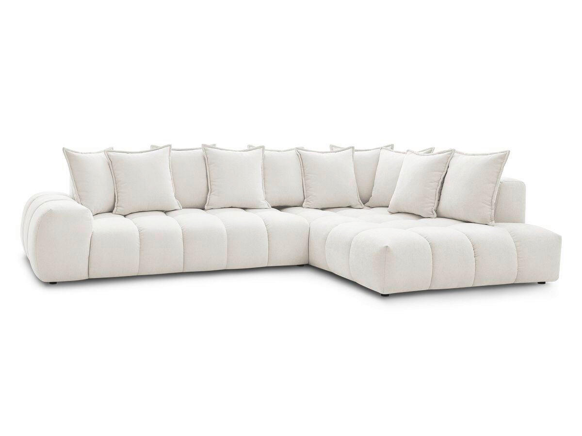 ECKSOFA Ottomane rechts  EVEREST Weiß Struktur  - Schwarz/Weiß, MODERN, Kunststoff/Textil (352/210cm) - Livetastic