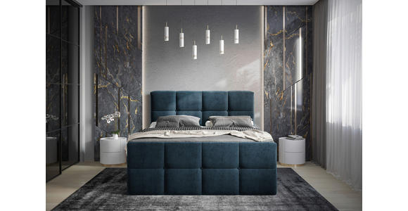 BOXBETT 180/200 cm  in Blau, Dunkelblau  - Chromfarben/Blau, MODERN, Holz/Holzwerkstoff (180/200cm) - Esposa