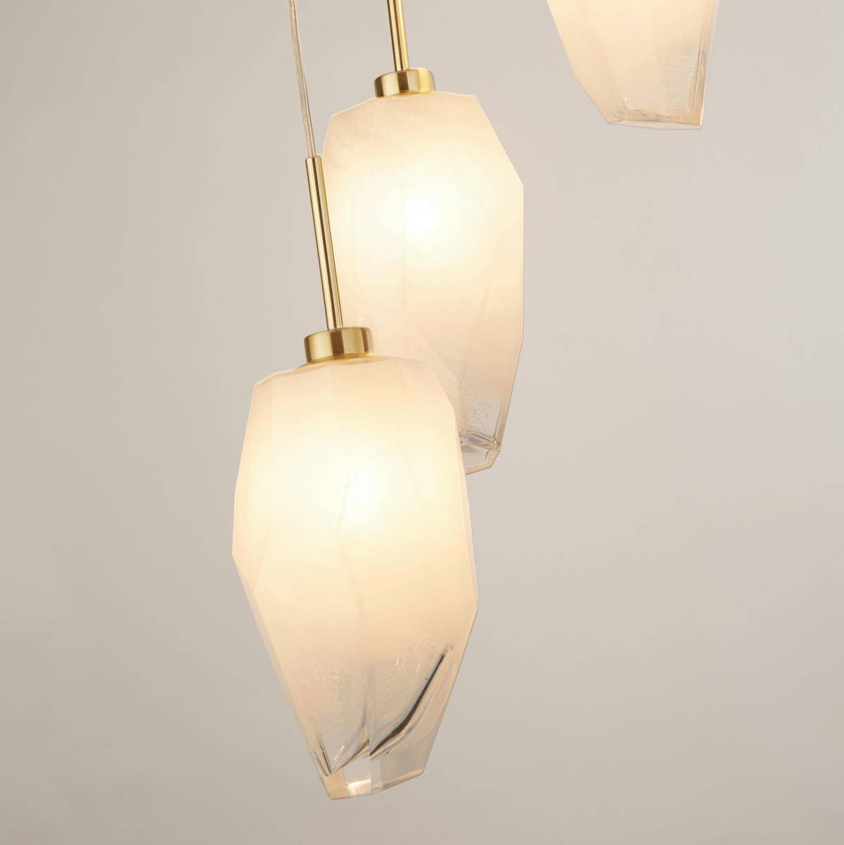 HÄNGELEUCHTE Rocky 32/32/120 cm  - Messingfarben/Weiß, Design, Glas/Metall (32/32/120cm)