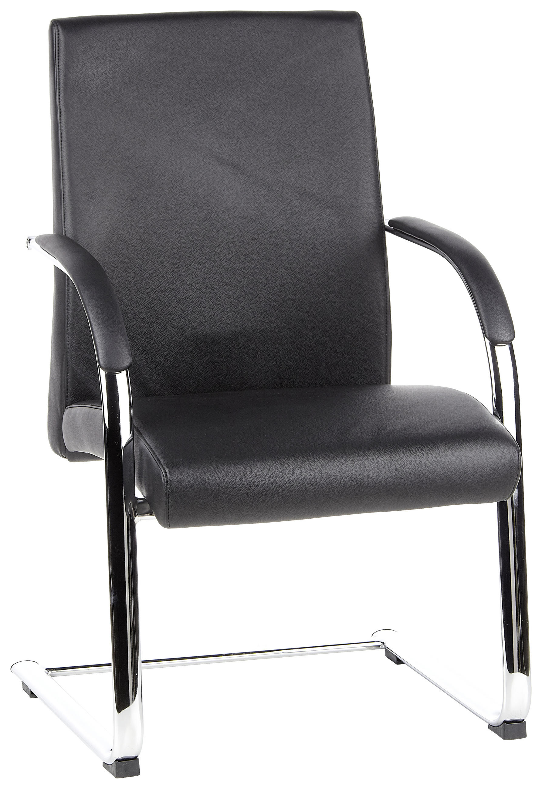 BESUCHERSTUHL Schwarz  - Schwarz/Alufarben, MODERN, Leder/Textil (60/101/49cm) - MID.YOU