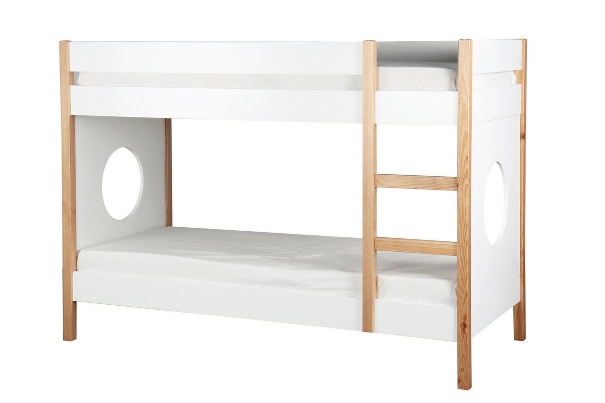 ETAGENBETT 90/200 cm,  in Naturfarben, Weiß, Leiter, Lattenrost  - Naturfarben/Weiß, Design, Holz/Holzwerkstoff (90/200cm) - Livetastic