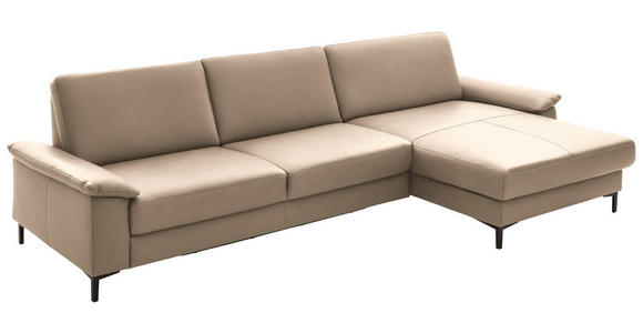 ECKSOFA in Echtleder Hellbraun 334/176 cm - Hellbraun/Schwarz, Design, Leder/Metall (334/176cm) - Dieter Knoll