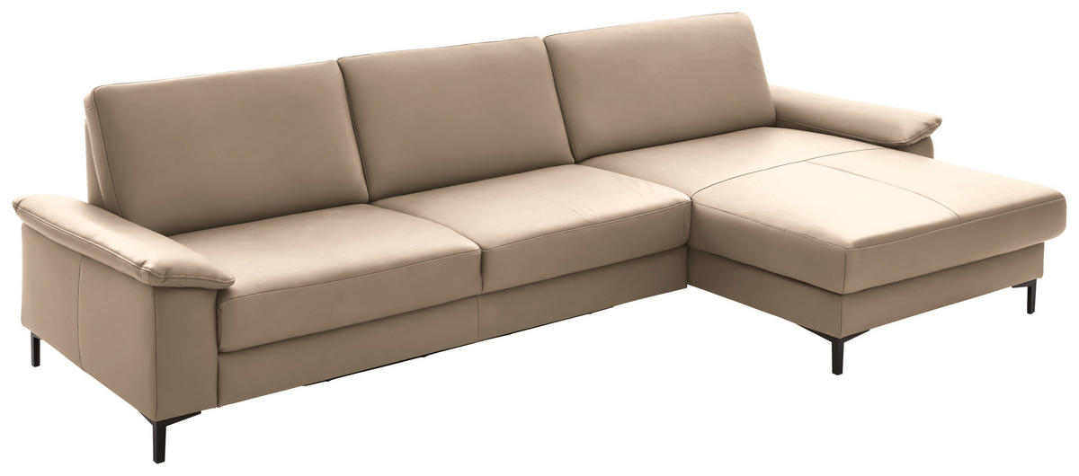 ECKSOFA in Echtleder Hellbraun  - Hellbraun/Schwarz, Design, Leder/Metall (334/176cm) - Dieter Knoll