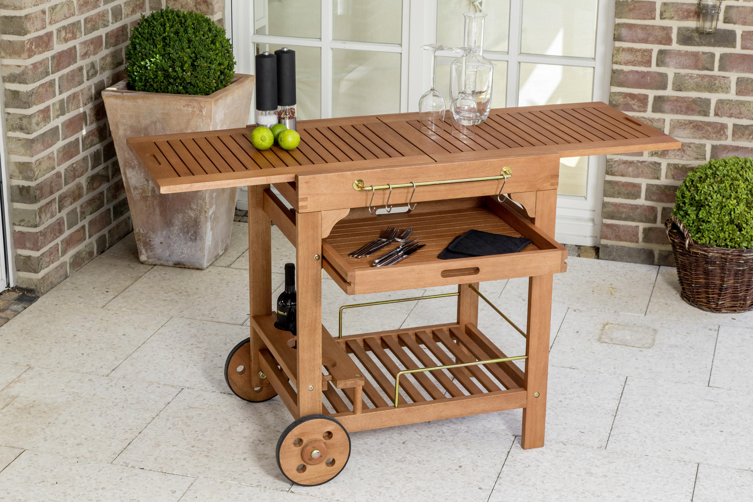GARTEN-SERVIERWAGEN Holz  - Naturfarben, KONVENTIONELL, Holz/Metall (75/75/84cm) - Gardenson