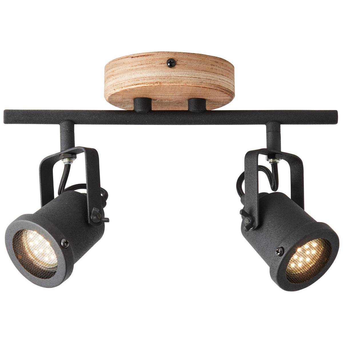 DECKENLEUCHTE    30/17,5/12 cm  - Schwarz/Braun, Natur, Holz/Metall (30/17,5/12cm) - Brilliant