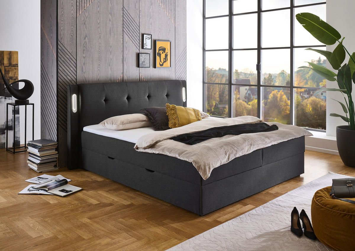 BOXBETT 180/200 cm  in Schwarz  - Schwarz, Basics, Holz/Textil (180/200cm) - Boxxx