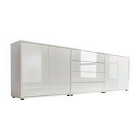 SIDEBOARD Mailand Set 5  in 237/73/33 cm  - Weiß Hochglanz/Schwarz, MODERN, Holzwerkstoff/Kunststoff (237/73/33cm) - MID.YOU