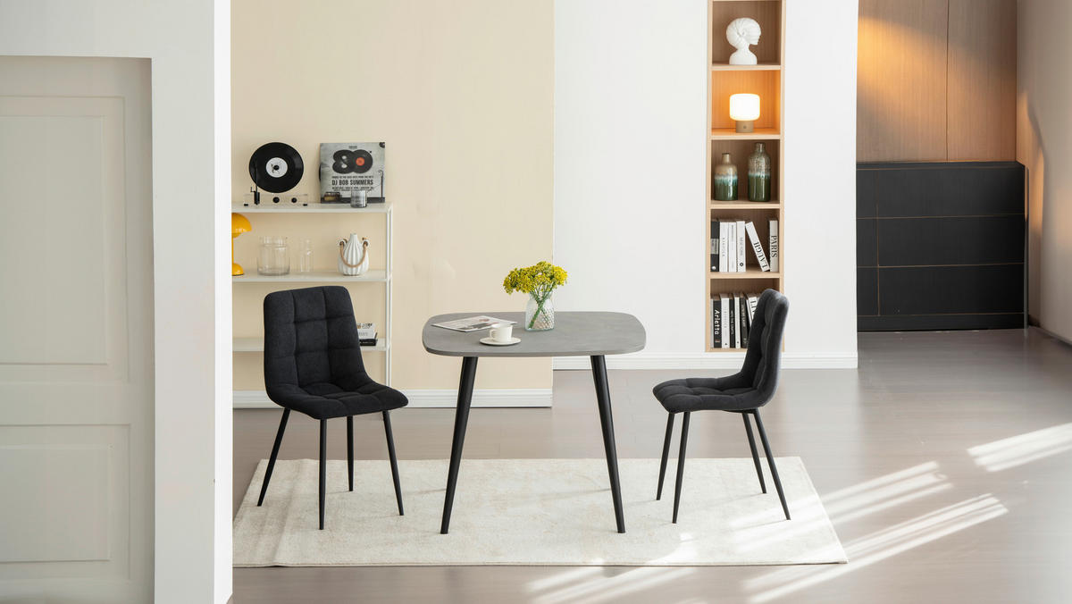 STOL S ŠTIRIMI NOGAMI, les, kovina, tekstil črna  - črna, Konvencionalno, kovina/tekstil (45/88/55cm) - P & B