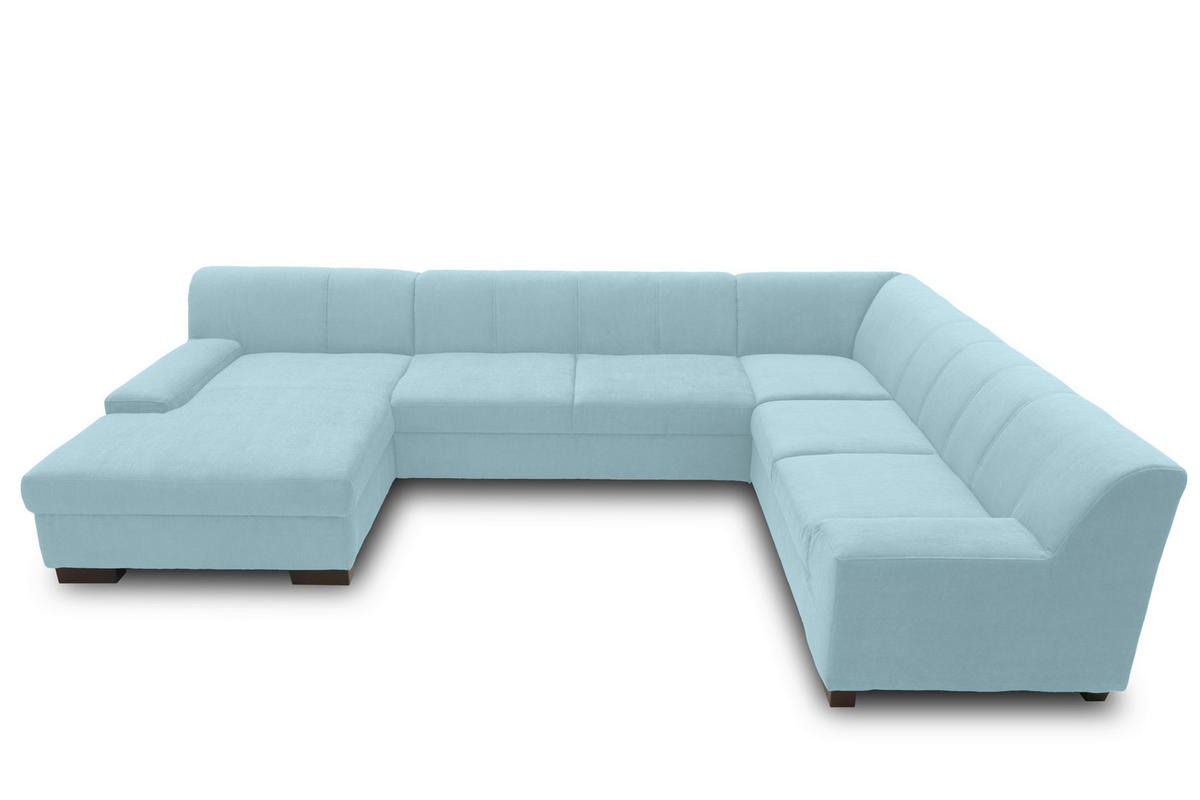 WOHNLANDSCHAFT Pastellblau Webstoff  - Wengefarben/Pastellblau, Design, Holz/Textil (153/328/212cm) - MID.YOU