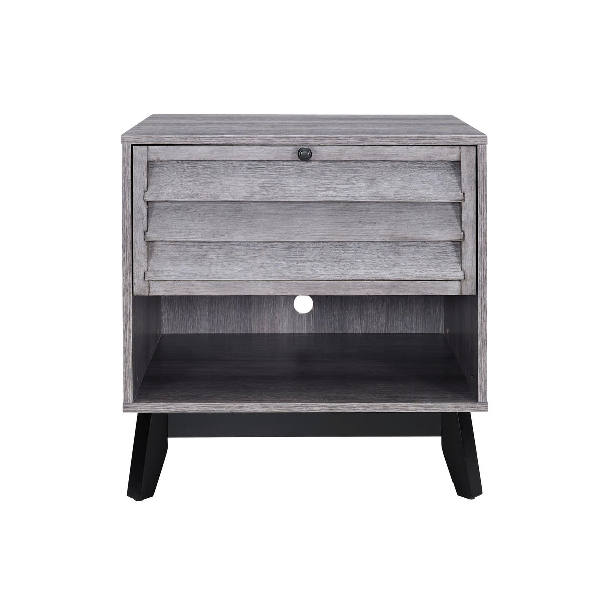 BEISTELLTISCH 60/50/61 cm furniert Eiche grau rechteckig  - Eiche grau/Schwarz, Design, Holz/Holzwerkstoff (60/50/61cm) - MID.YOU