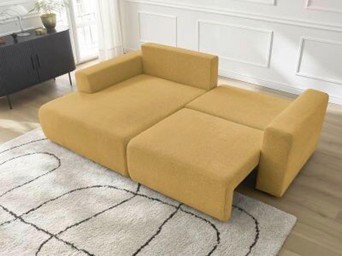 ECKSOFA Ottomane links  ATILLA Gelb Flachgewebe  - Gelb/Schwarz, MODERN, Kunststoff/Textil (149/244cm)