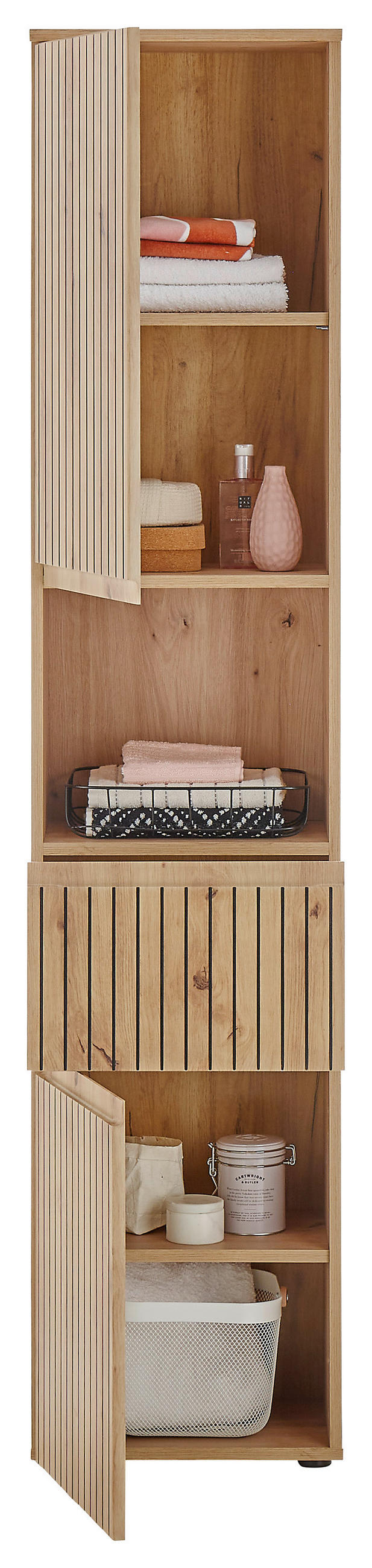 HOCHSCHRANK 40/181/31 cm  - Schwarz/Eiche Artisan, MODERN, Holzwerkstoff/Kunststoff (40/181/31cm) - MID.YOU