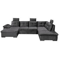 SOFFA i mikrovelour grå  - svart/grå, Klassisk, textil/plast (127/334/217cm) - MID.YOU
