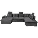 WOHNLANDSCHAFT in Mikrovelours Grau  - Schwarz/Grau, KONVENTIONELL, Kunststoff/Textil (127/334/217cm) - Carryhome