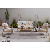GARTENSET  - Beige/Teakfarben, MODERN, Holz/Textil (130/72/90/75/75/38/71/71/55cm) - Ambia Garden