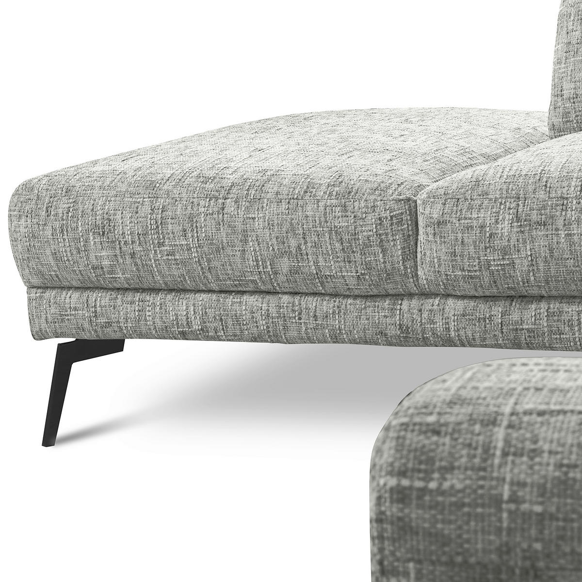 ECKSOFA SPRING Grau Webstoff Zierkissen  - Schwarz/Grau, Design, Textil/Metall (250/273cm) - Livetastic