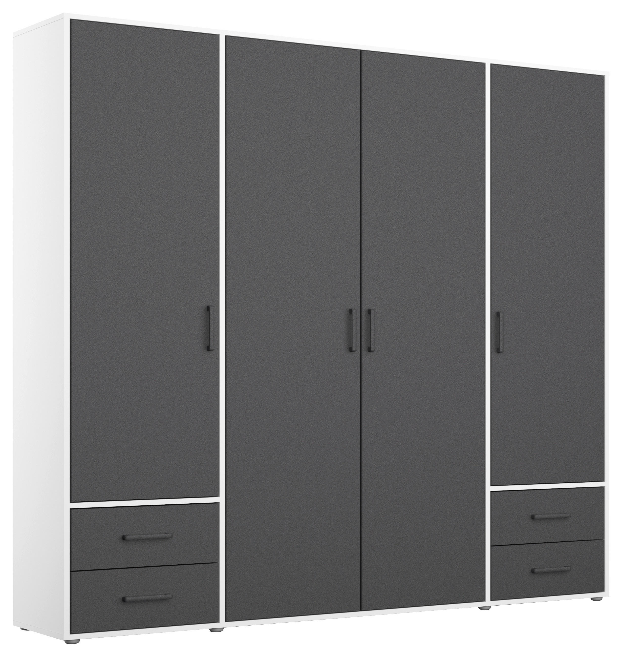 DREHTÜRENSCHRANK in Grau, Weiss  - Weiss/Grau, Modern, Holzwerkstoff/Kunststoff (187/194/53cm) - Rauch Möbel