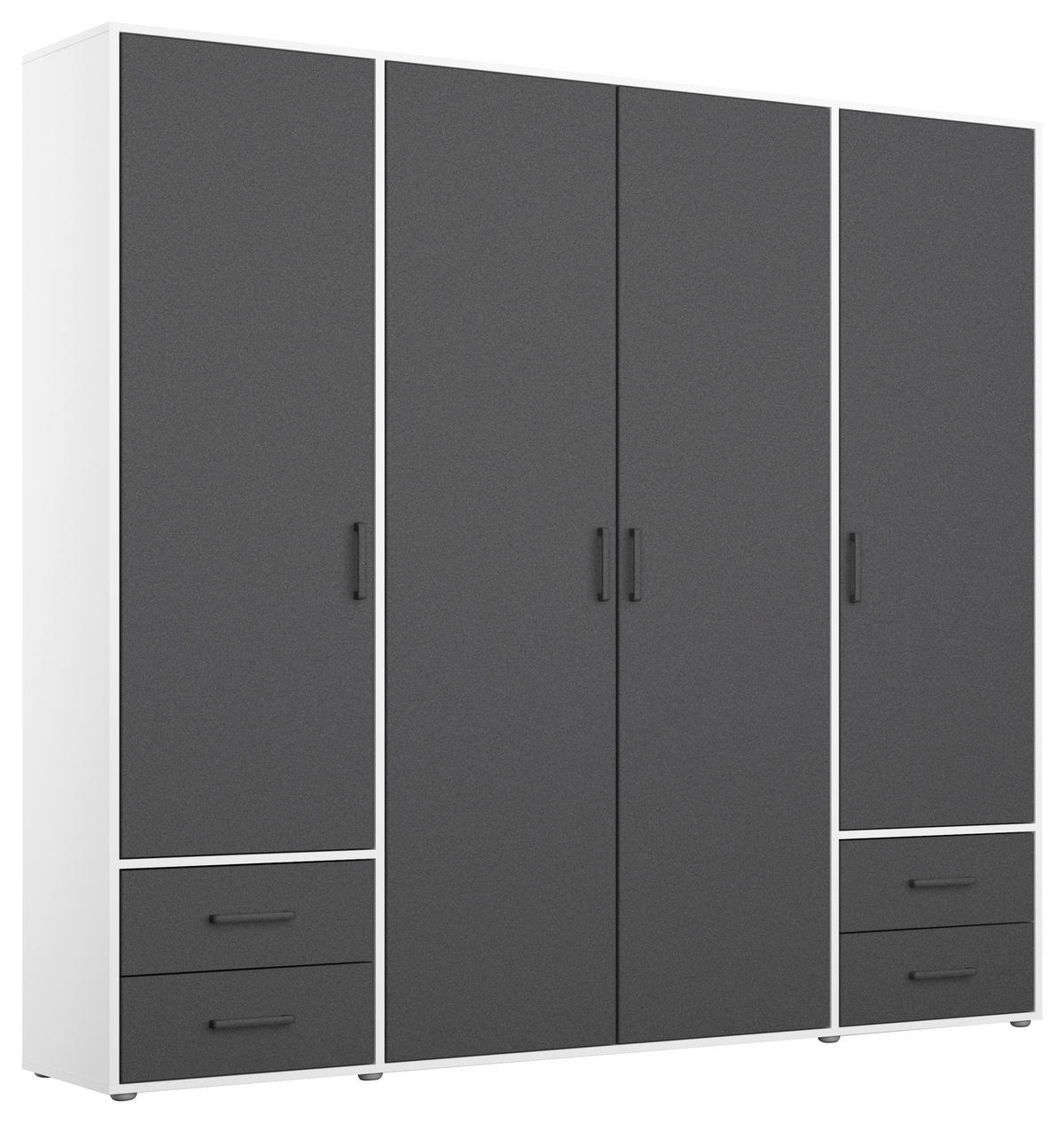 DREHTÜRENSCHRANK in Grau, Weiss  - Weiss/Grau, Modern, Holzwerkstoff/Kunststoff (187/194/53cm) - Rauch Möbel